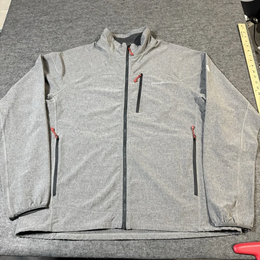 Eddie Bauer Jacket Mens XL Gray First Ascent Soft Shell Full Zip Outdoor Camping